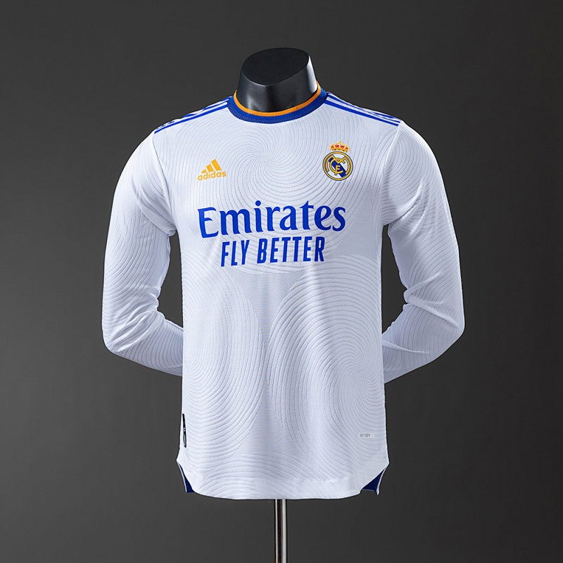 wanban-Real Madrid 21/22 Home Long Sleeve Player Version Retro Jersey · 2