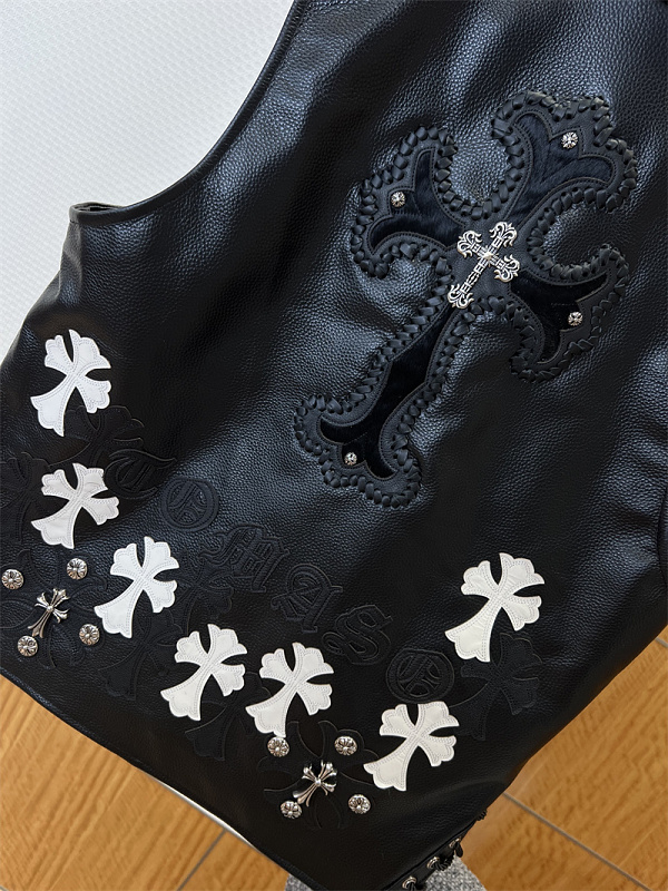 Cross Leather Badge Motorcycle Vest · 3