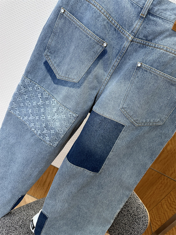 Patchwork Monogram Straight Denim Jeans · 4