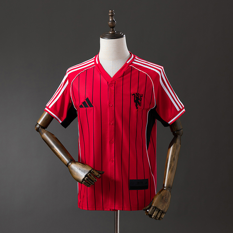 wanban-M-U 25/26 Us Pack Full-Button Baseball Jersey Red · 3