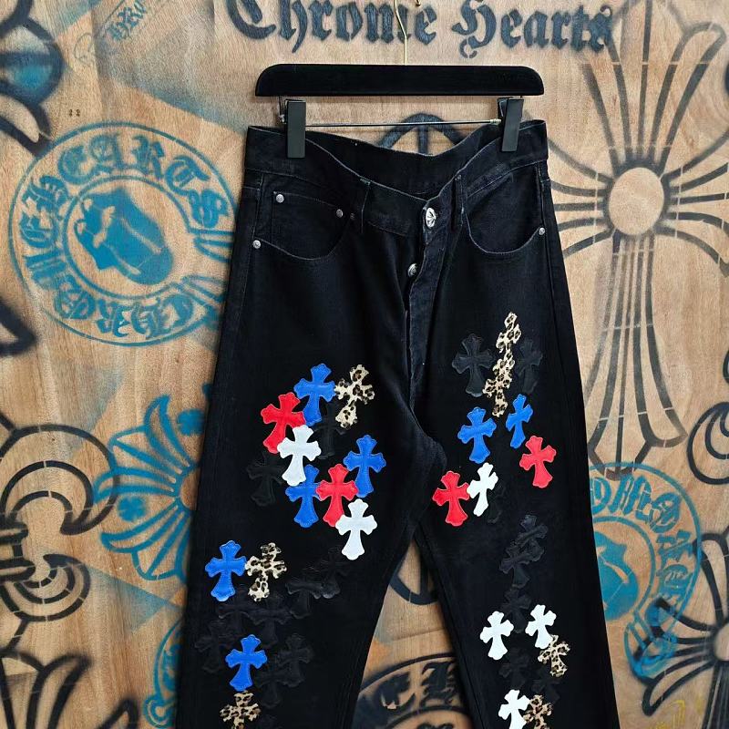 Red Blue Black White Leopard Cross T-Shirt · 3