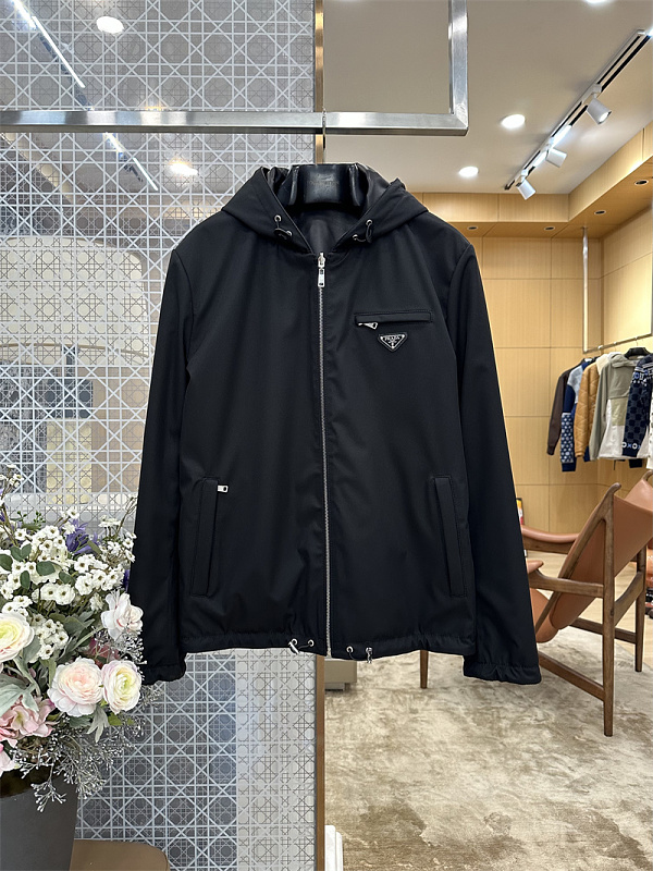 Triangle Badge Reversible Leather Hoodie 3