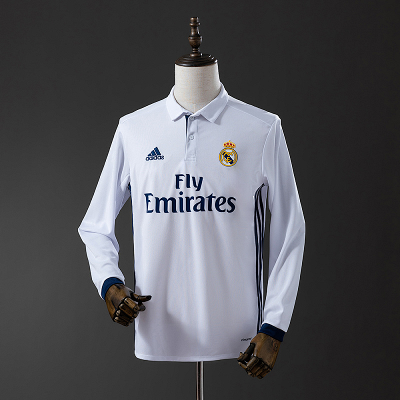 wanban-Real Madrid 16/17 Home Long Sleeve Retro Jersey · 2