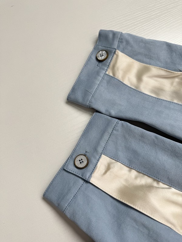 Embroidered Sky Blue Colorblock Collar Jacket · 5
