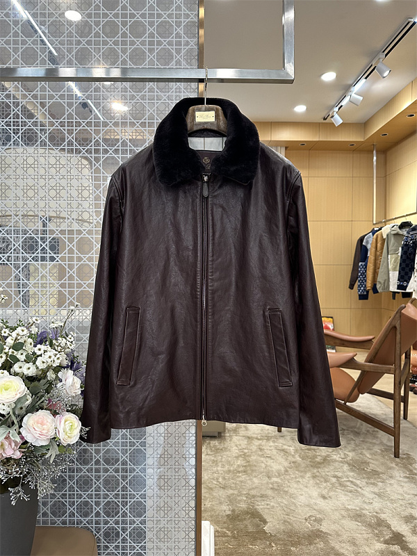 Removable Fur Collar Leather Jacket · 3