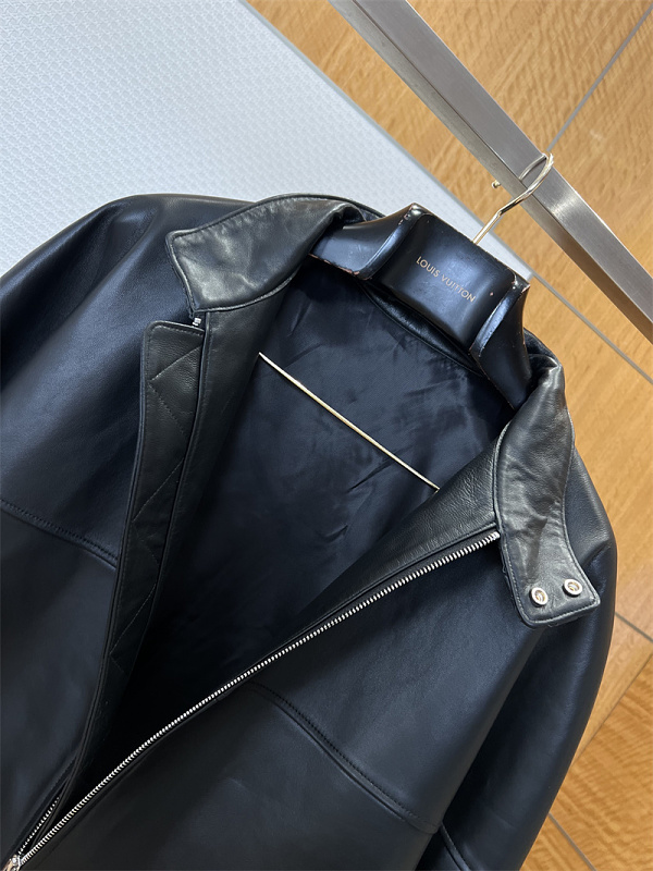 Stand Collar Zip Luxury Leather Jacket · 5