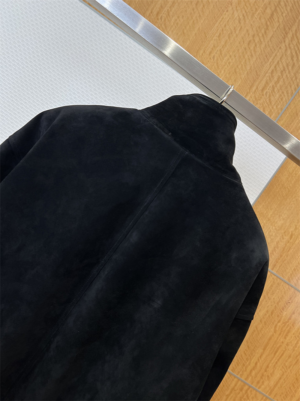 Black Suede Stand Collar Flight Jacket · 4