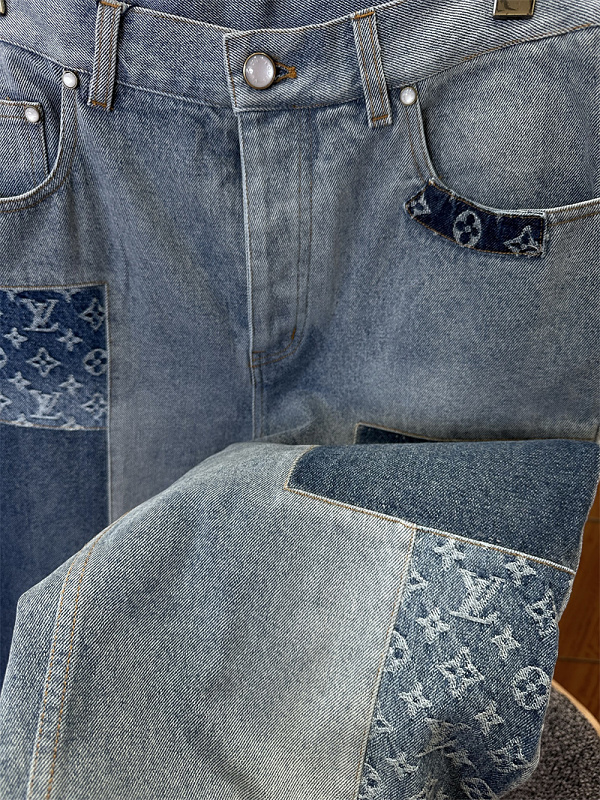 Patchwork Monogram Straight Denim Jeans · 6