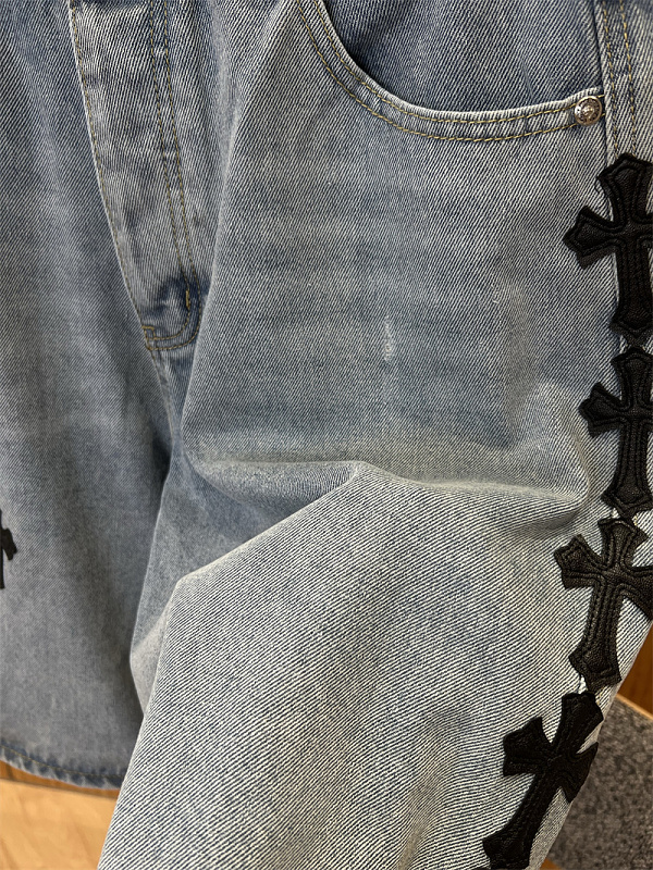 Cross Embroidered Denim Shorts · 6