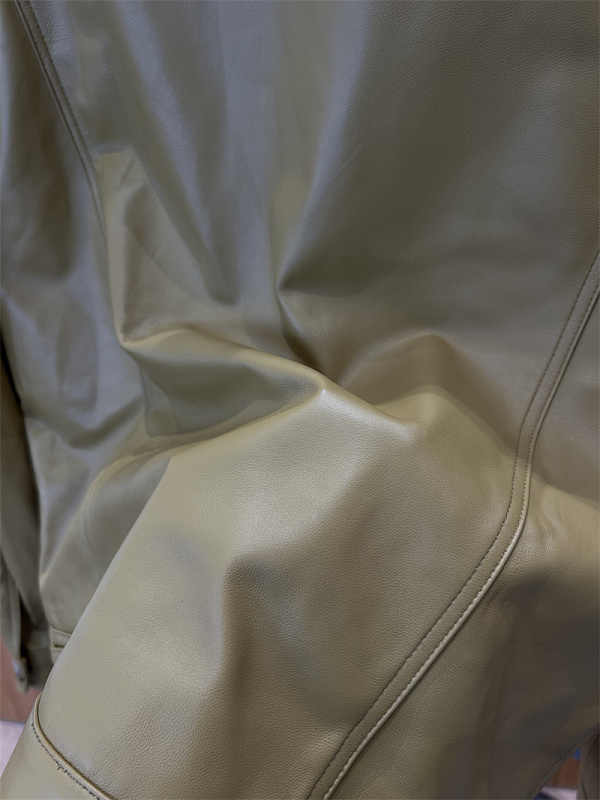 Collar Snap Button Leather Jacket · 3