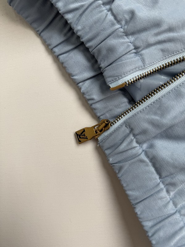 Embroidered Sky Blue Colorblock Collar Jacket · 3
