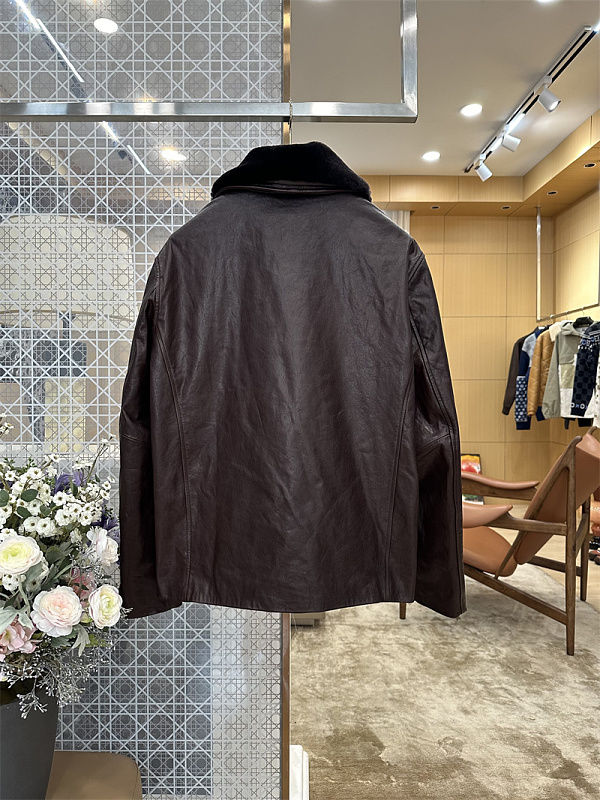 Removable Fur Collar Leather Jacket · 2