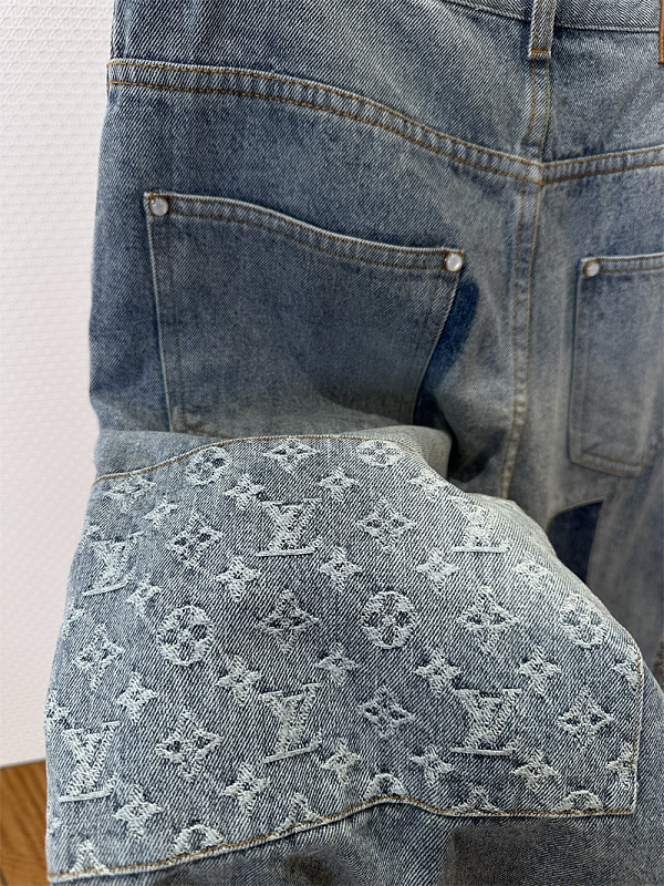 Patchwork Monogram Straight Denim Jeans · 3