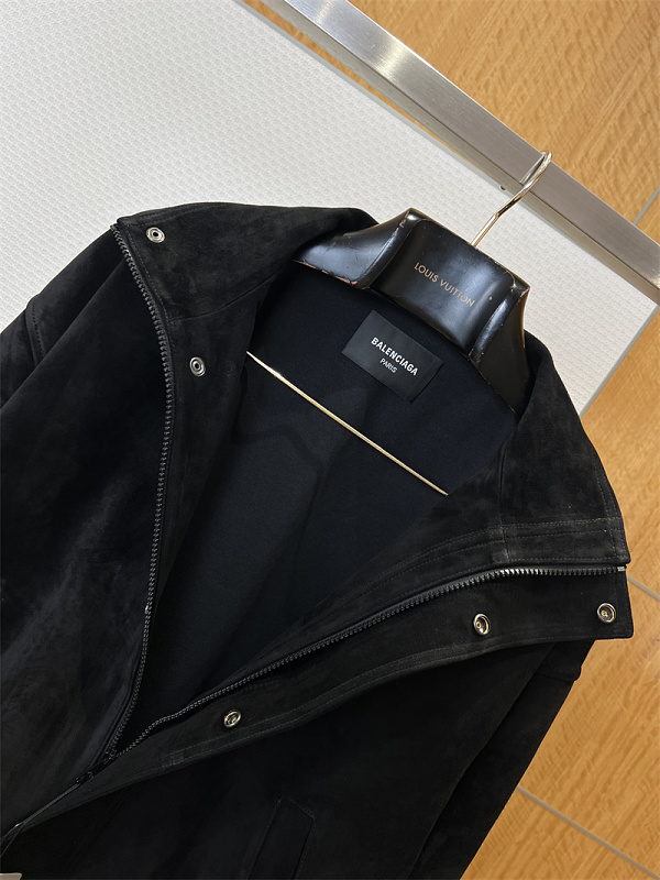 Black Suede Stand Collar Flight Jacket · 5