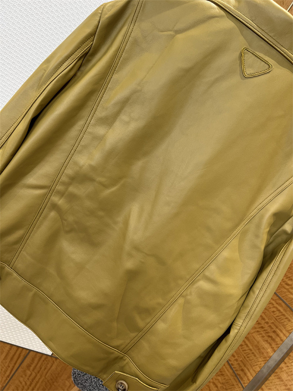 Collar Snap Button Leather Jacket · 4