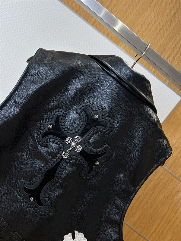 Cross Leather Badge Motorcycle Vest · 4