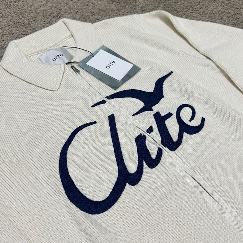 A*te Bird Zip Up Knit Cream 3
