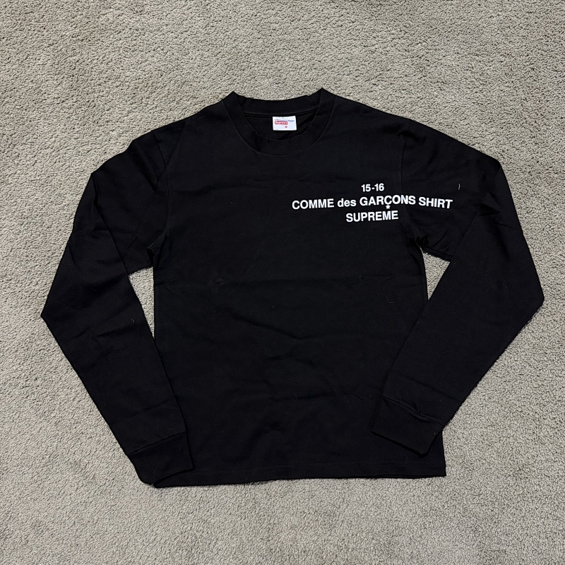 Sup CDG Long Sleeve Tee Black/White[size One Up Pls] 9