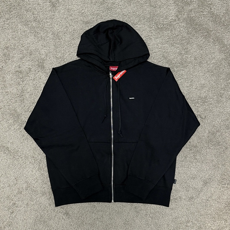 Grey/Black Sup Small Box Zip-Up Hooded Sweatshirt 5