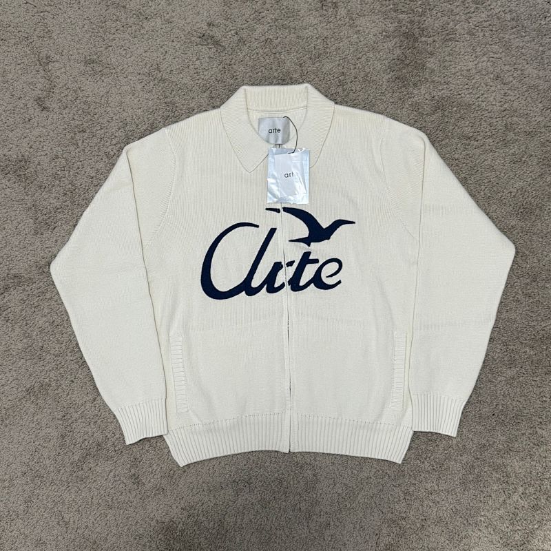A*te Bird Zip Up Knit Cream 2