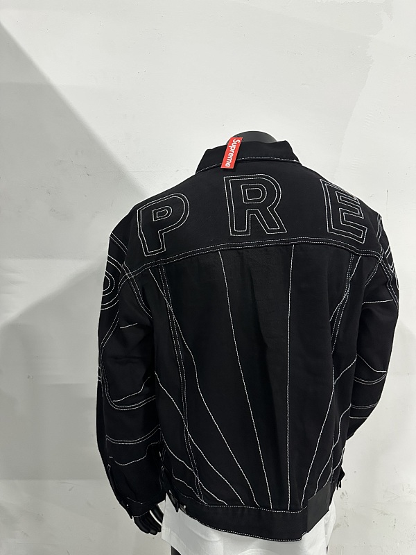 Radial Embroidered Denim Trucker Jacket 2