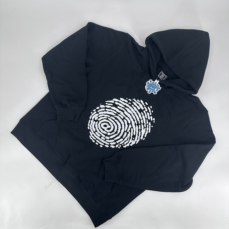 Finger Print Hoodie Black 5