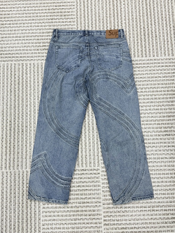 Supreme S Logo Loose Fit Denim 'Washed Blue' 3