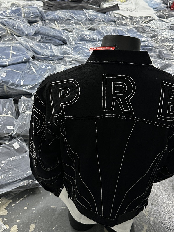 Radial Embroidered Denim Trucker Jacket 8