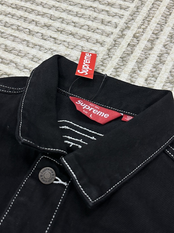 Radial Embroidered Denim Trucker Jacket 6