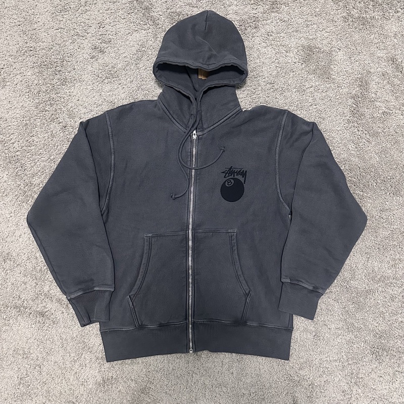 Stu 8Ball Pig. Dyed Zip Hoodie Black 5