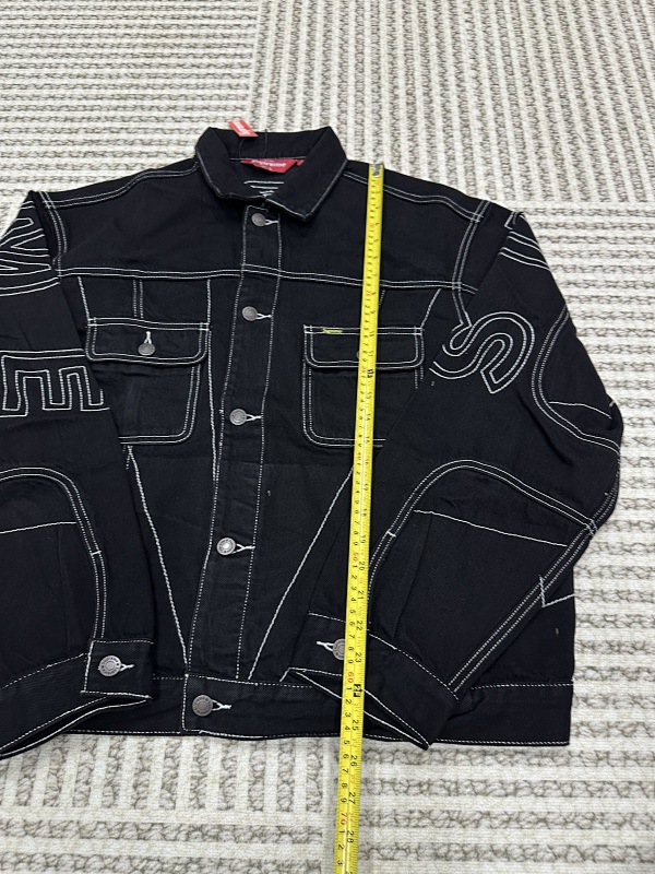 Radial Embroidered Denim Trucker Jacket 4