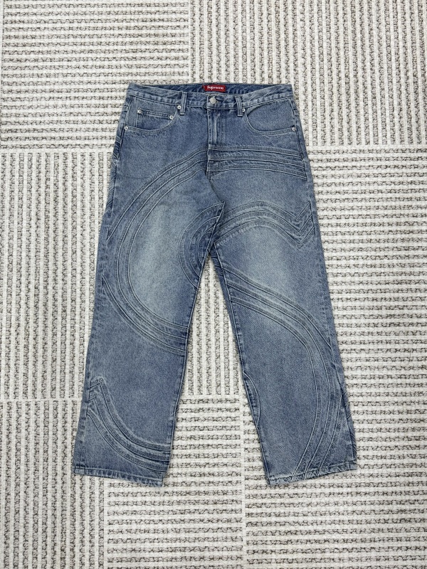 Supreme S Logo Loose Fit Denim 'Washed Blue' 4