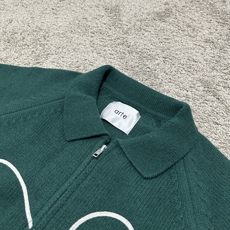 Ate Cardigan Flower Round Knit Green 5
