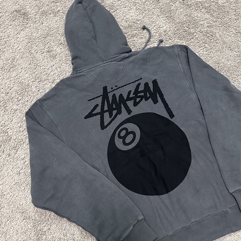Stu 8Ball Pig. Dyed Hoodie Black 5