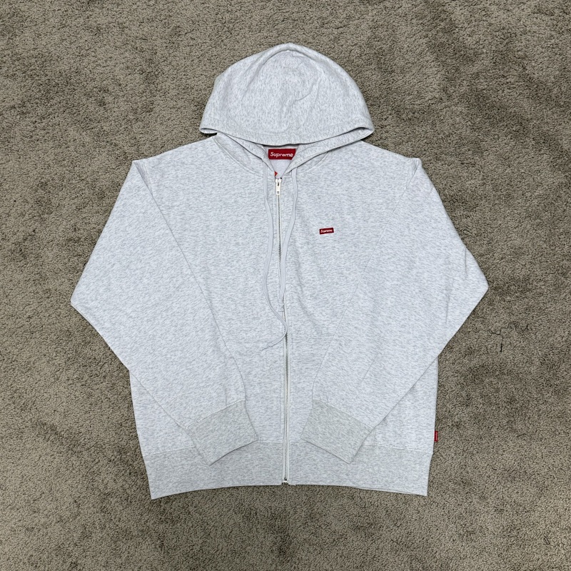 Grey/Black Sup Small Box Zip-Up Hooded Sweatshirt 11