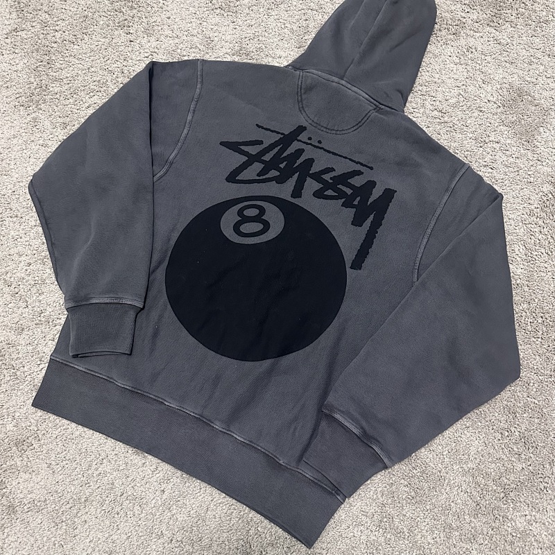 Stu 8Ball Pig. Dyed Zip Hoodie Black 2