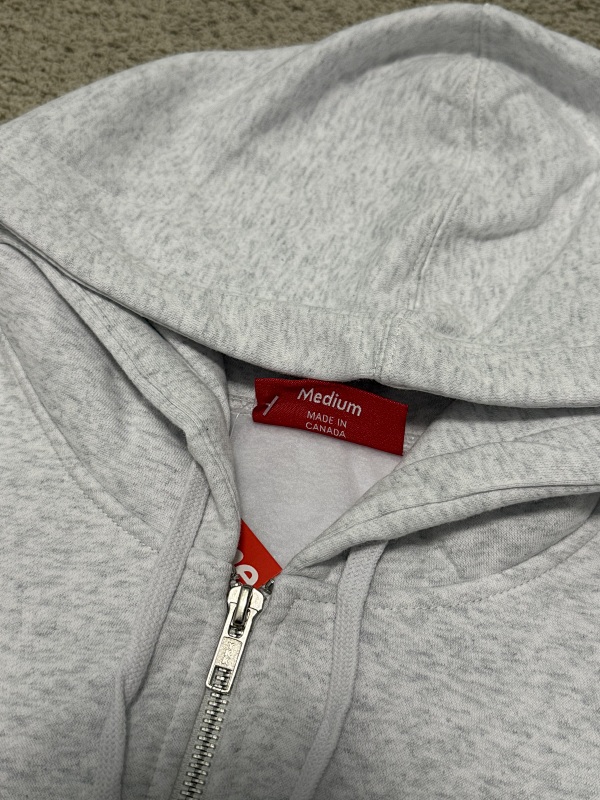 Grey/Black Sup Small Box Zip-Up Hooded Sweatshirt 6