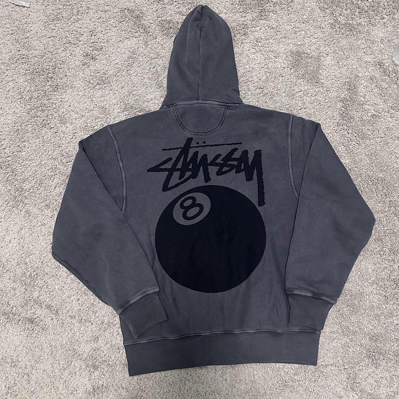 Stu 8Ball Pig. Dyed Zip Hoodie Black 4