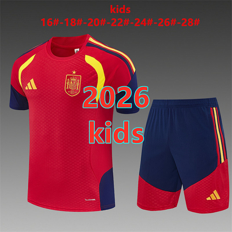 2026 Spain Kids Short Sleeve Tracksuit Kit 16#-28#