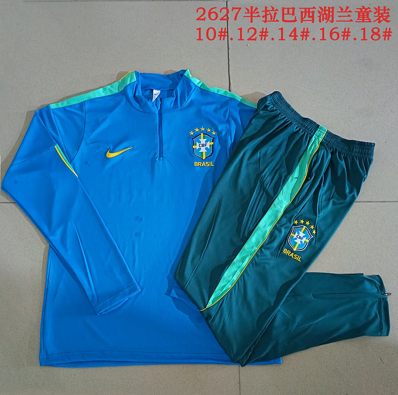 2026 Brazil Kids Long Sleeve Tracksuit 10-#18 · 3