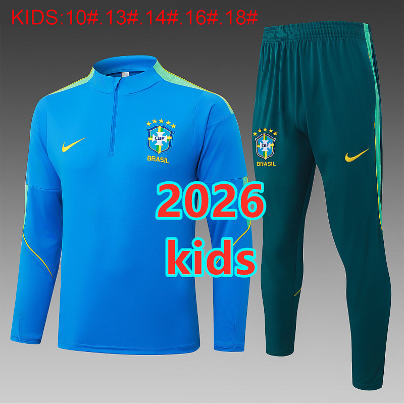 2026 Brazil Kids Long Sleeve Tracksuit 10-#18
