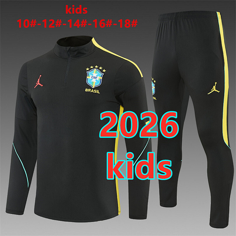 2026 Brazil Kids Long Sleeve Tracksuit #10-#18