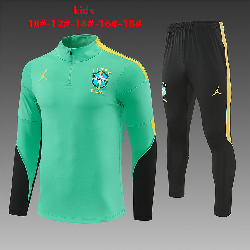 2026 Brazil Kids Long Sleeve Tracksuit #10-#18 · 3