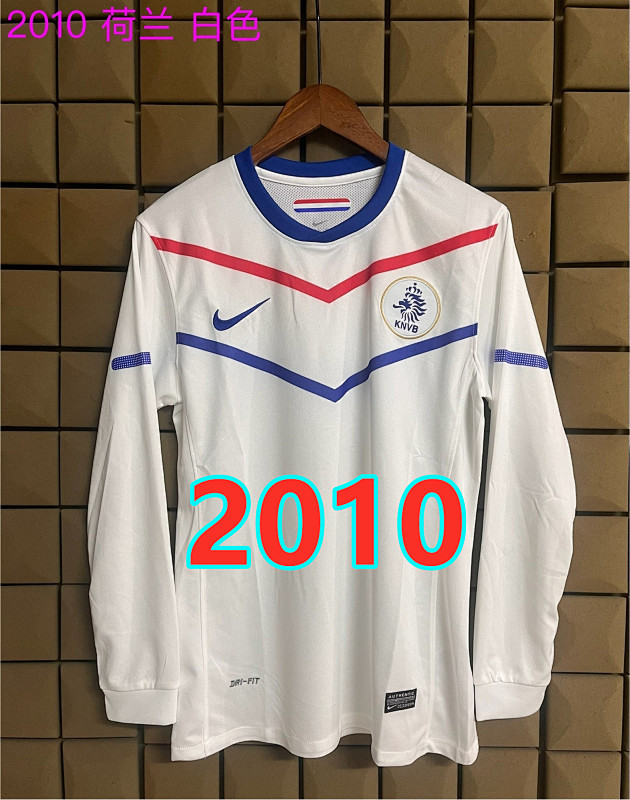 2010 Netherlands Away Retro Long Sleeve Jersey · 2