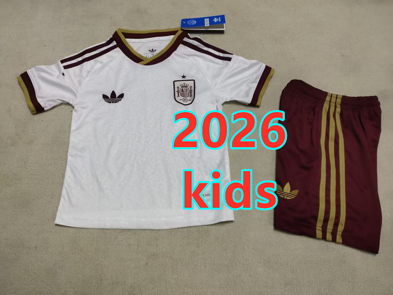 2026 Spain Away Kids Jersey+shorts 16 Teams Kit 16#-28# 16 · 3