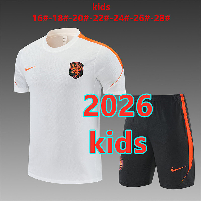 2026 Netherlands Kids Short Sleeve Tracksuit 16#-28#