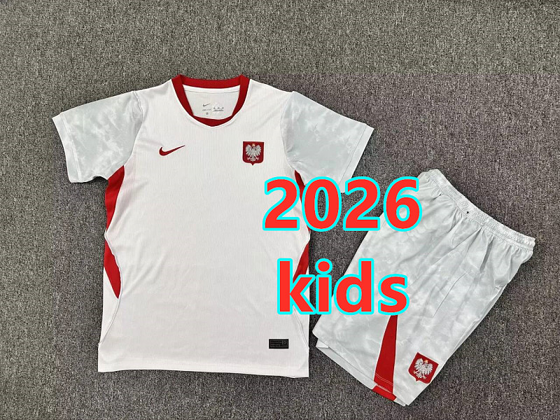 2026 Poland Home Kids Jersey+shorts Kit 16#-28#
