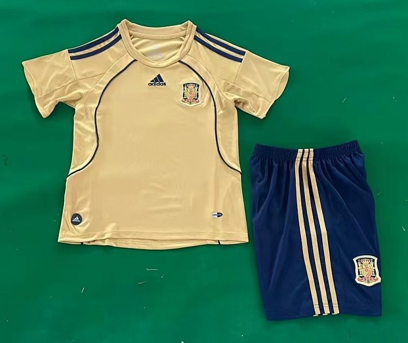 2008 Spain Away Retro Kids Jersey+shorts Kit 16#-28# · 4