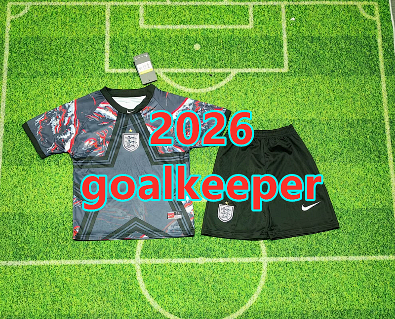2026 England Goalkeeper Kids Jersey+shorts Kit 16#-28# · 3