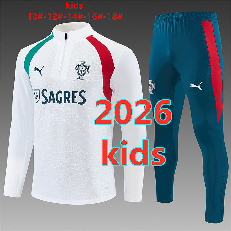 2026 Portugal Kids Long Sleeve Tracksuit 10#-18#